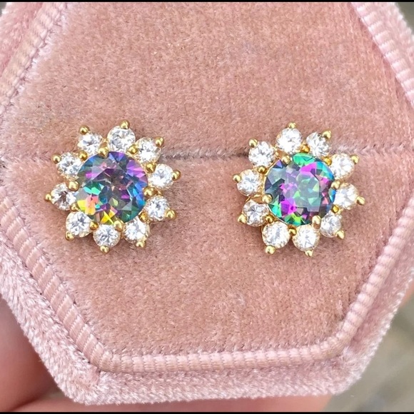 Solid 10k gold mystic topaz earrings-firm price no offers - Picture 3 of 12